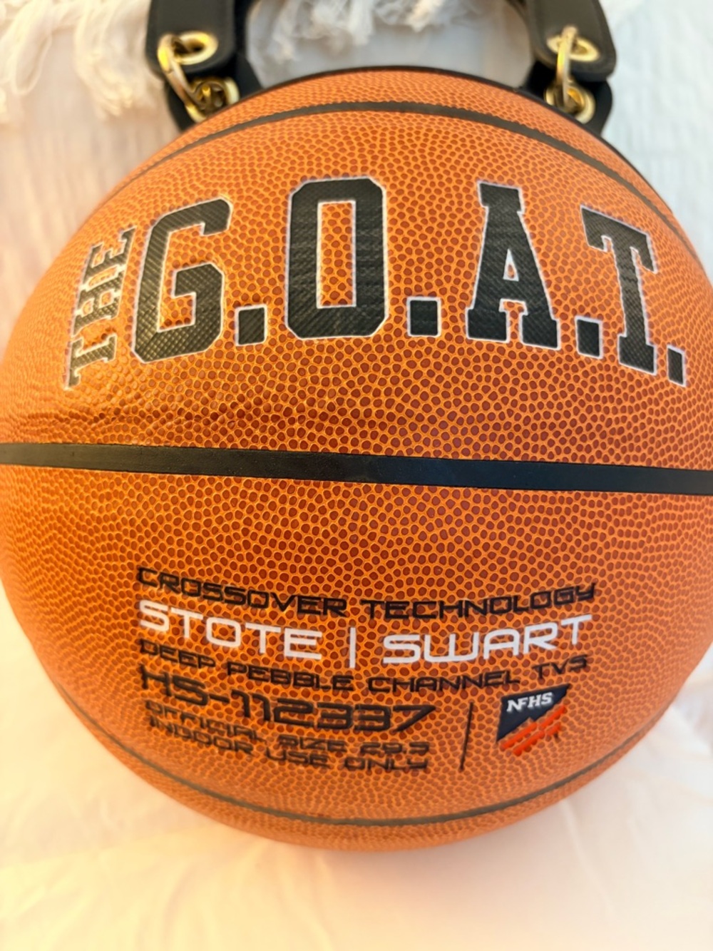 The G.O.A.T. Basketball Tote Bag - Orange with Black Handles - Picture 2 of 6